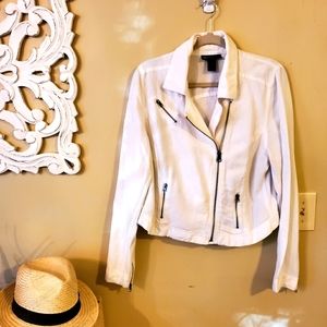 Lane Bryant Linen Moto Jacket Size 14